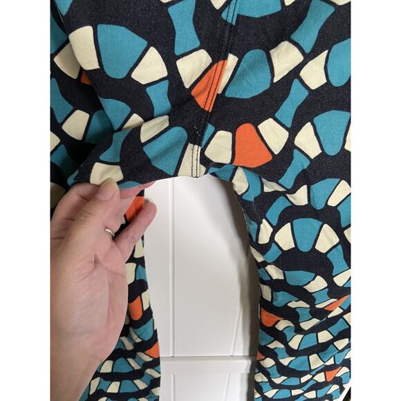 LuLaRoe Womens Leggings Sz TC Snakey Waves Teal Cream Orange Stained Glass - Picture 5 of 8